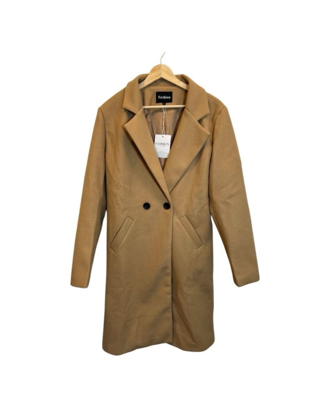 Fashion Women’s Camel Wool Blend Winter Coat XL Long Classic Elegant NWT - Picture 4 of 12